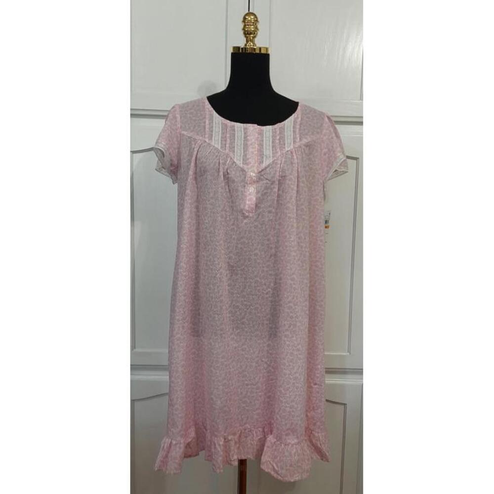 NEW Women's Miss Elaine Pink Paisley 100% Cotton Nightgown Sz Small Retail $66